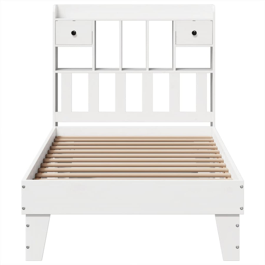 Bedframe zonder matras massief grenenhout wit 75x190 cm
