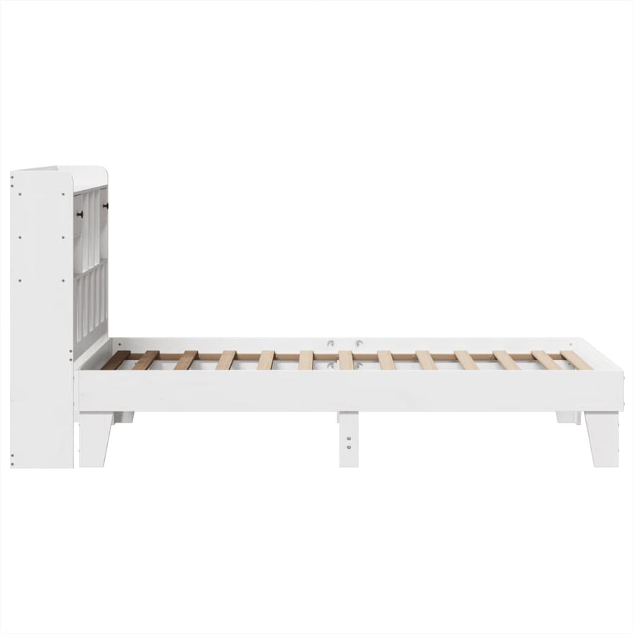 Bedframe zonder matras massief grenenhout wit 75x190 cm