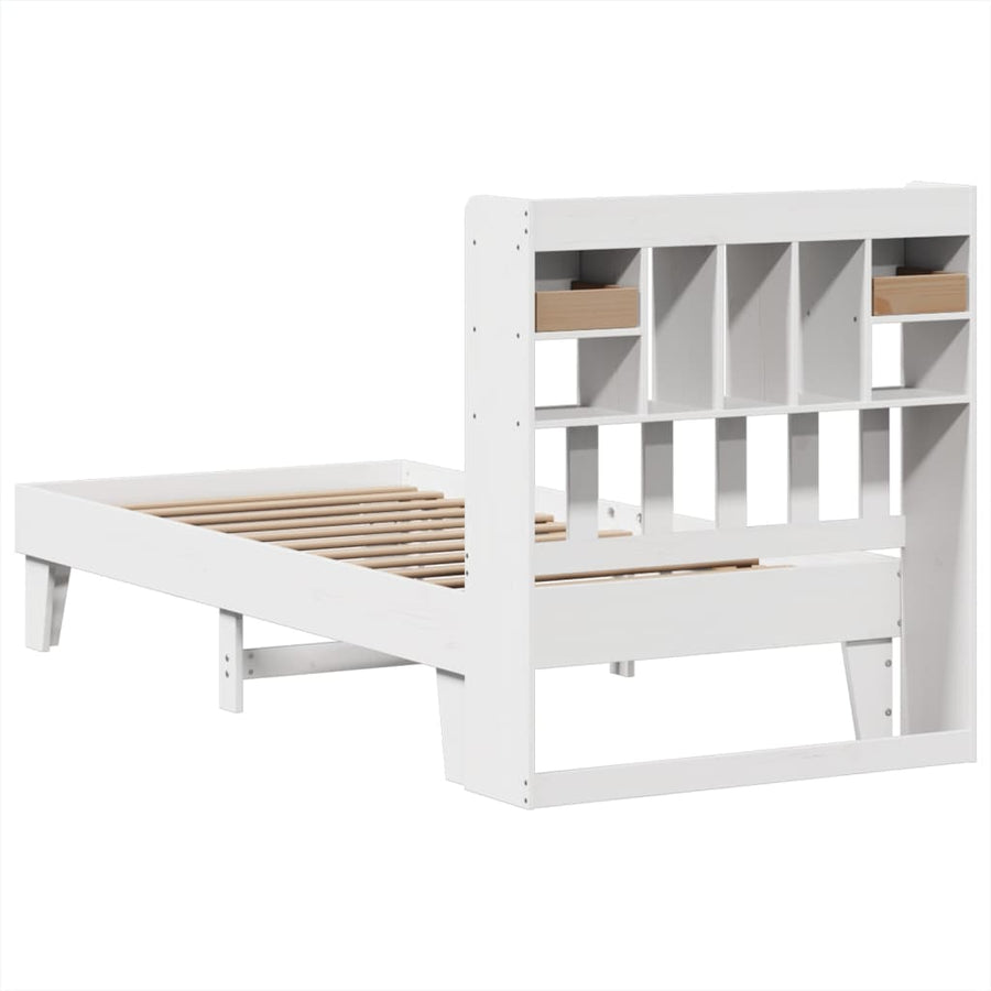 Bedframe zonder matras massief grenenhout wit 75x190 cm