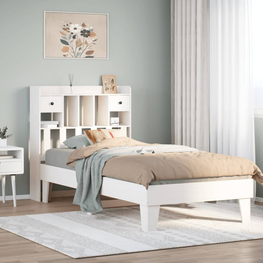 Bedframe zonder matras massief grenenhout wit 75x190 cm