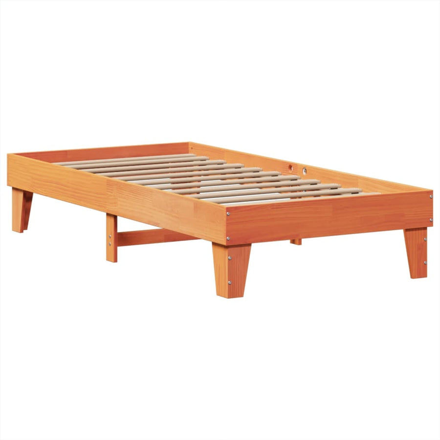 Bedframe zonder matras massief grenenhout wasbruin 75x190 cm