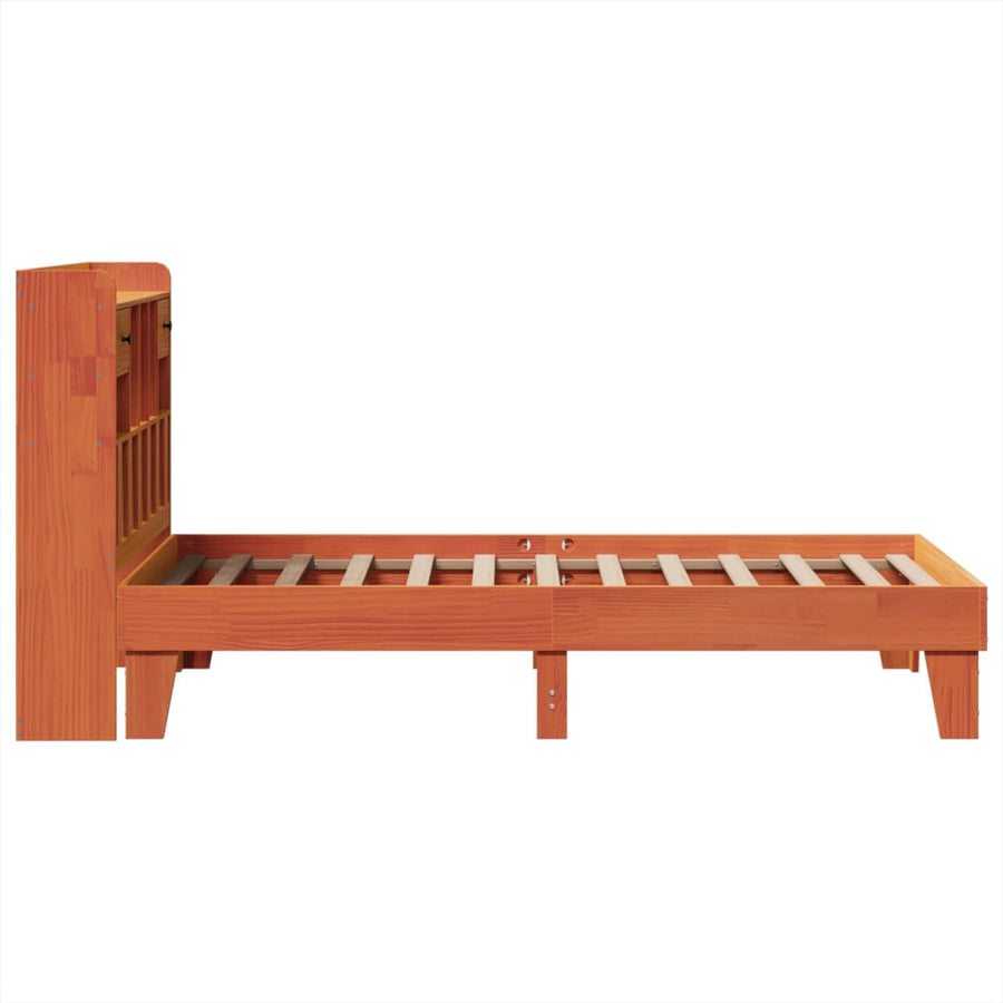 Bedframe zonder matras massief grenenhout wasbruin 75x190 cm