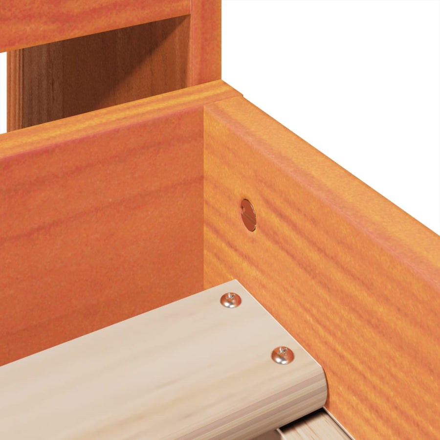 Bedframe zonder matras massief grenenhout wasbruin 75x190 cm