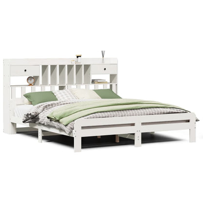 Bed met boekenkast zonder matras grenenhout wit 180x200 cm