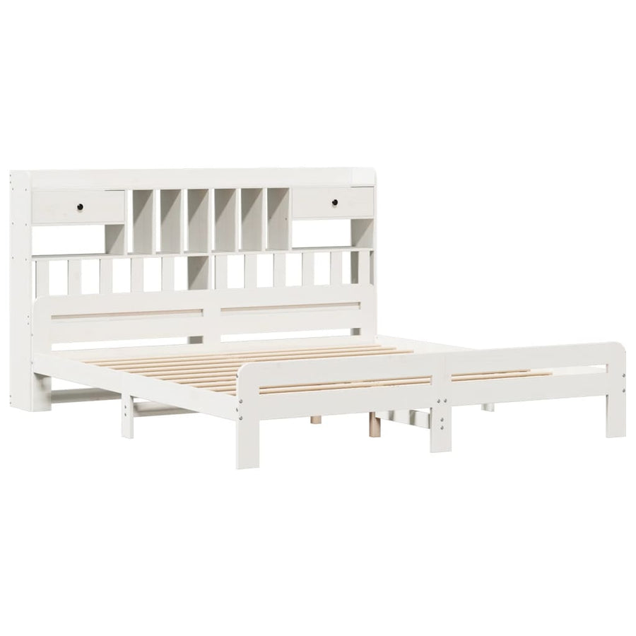 Bed met boekenkast zonder matras grenenhout wit 180x200 cm