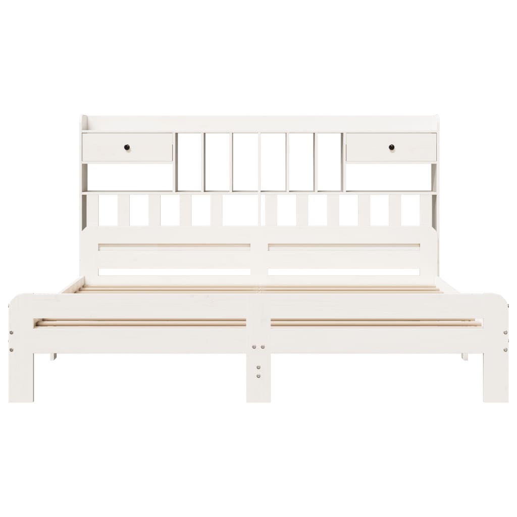 Bed met boekenkast zonder matras grenenhout wit 180x200 cm