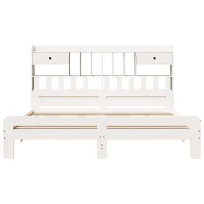 Bed met boekenkast zonder matras grenenhout wit 180x200 cm