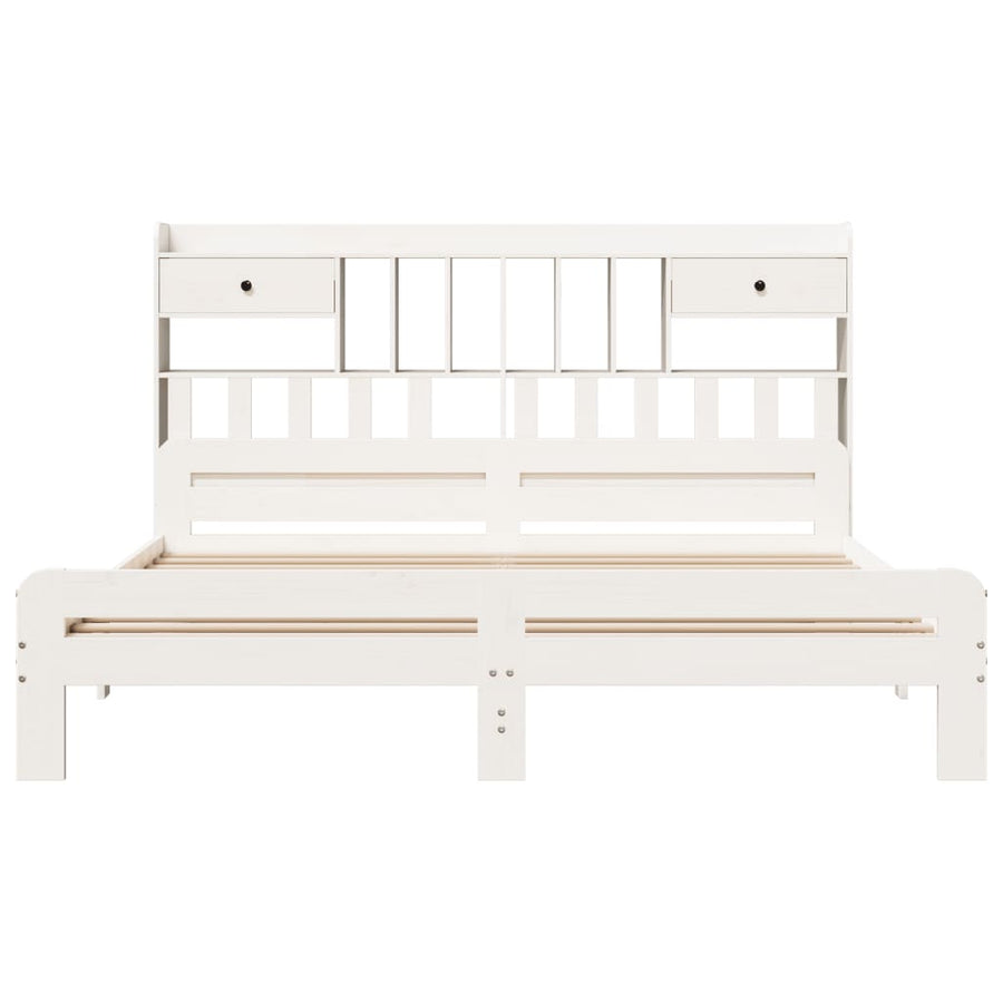 Bed met boekenkast zonder matras grenenhout wit 180x200 cm
