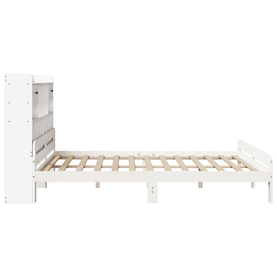 Bed met boekenkast zonder matras grenenhout wit 180x200 cm