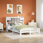 Bed met boekenkast zonder matras grenenhout wit 140x190 cm