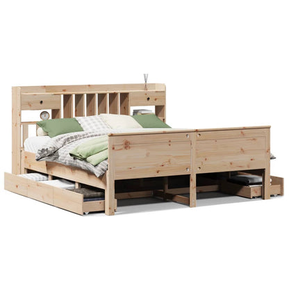 Bed met boekenkast zonder matras massief grenenhout 180x200 cm