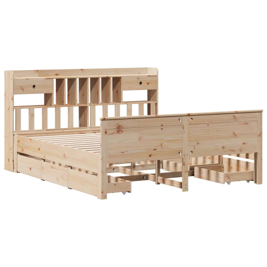 Bed met boekenkast zonder matras massief grenenhout 180x200 cm