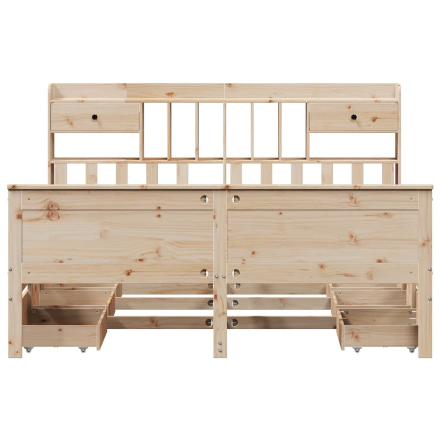 Bed met boekenkast zonder matras massief grenenhout 180x200 cm