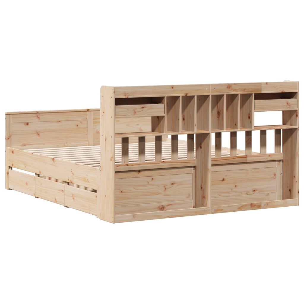 Bed met boekenkast zonder matras massief grenenhout 180x200 cm