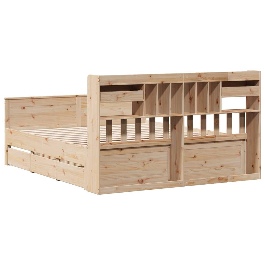 Bed met boekenkast zonder matras massief grenenhout 180x200 cm