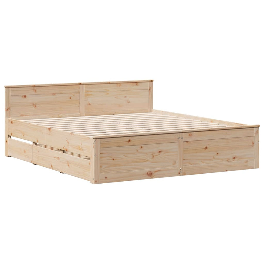 Bed met boekenkast zonder matras massief grenenhout 180x200 cm