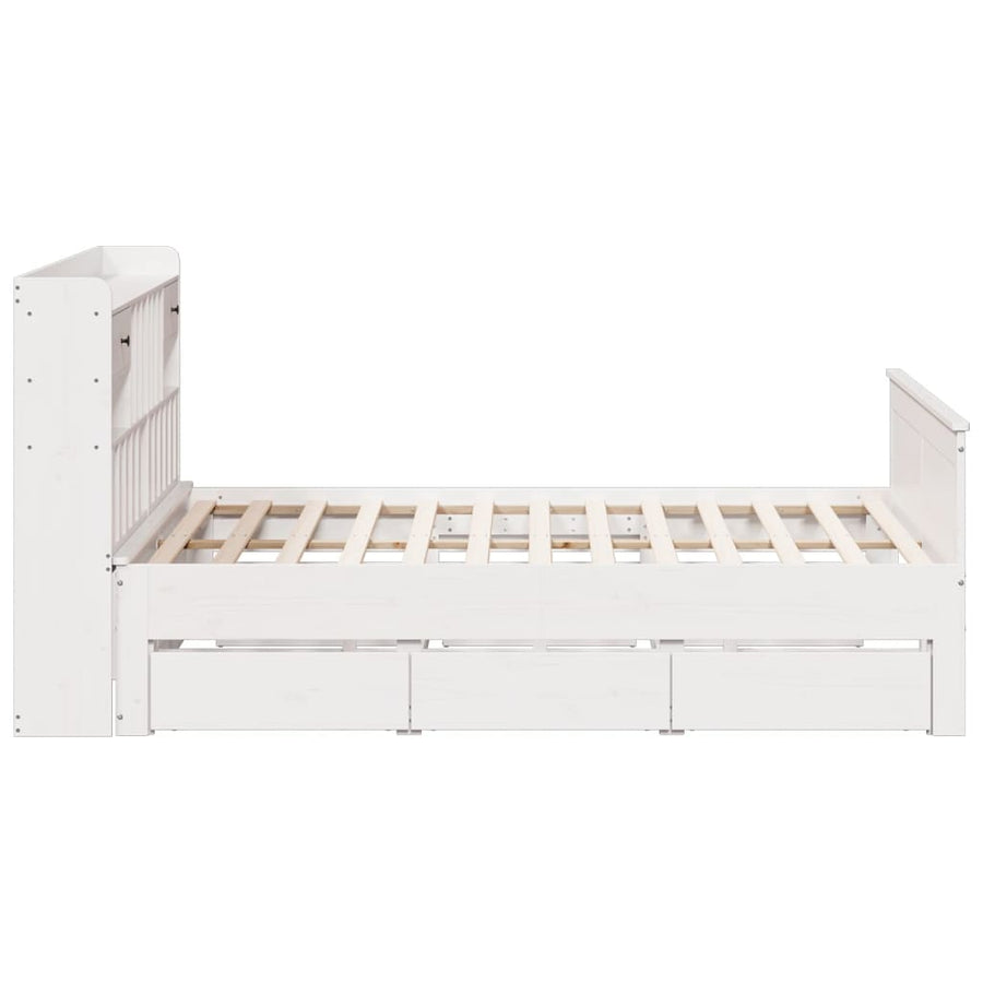 Bed Met Boekenkast Zonder Matras Grenenhout 180 x 200 cm Wit
