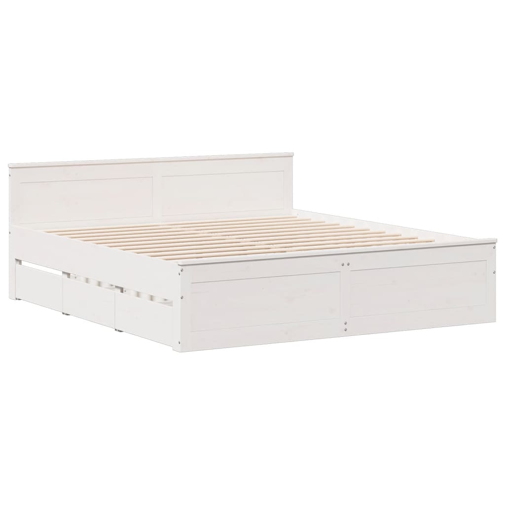 Bed Met Boekenkast Zonder Matras Grenenhout 180 x 200 cm Wit