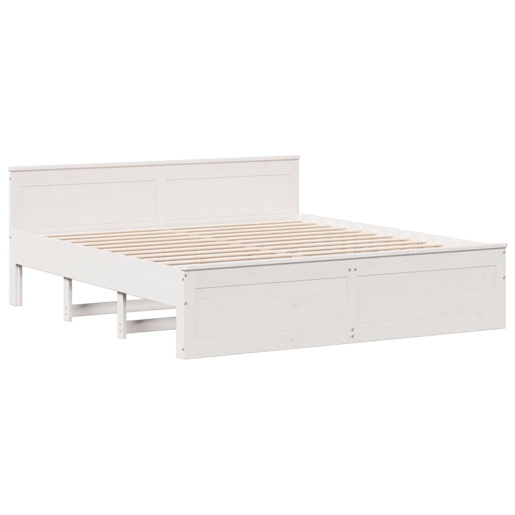 Bed Met Boekenkast Zonder Matras Grenenhout 180 x 200 cm Wit