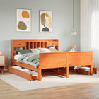 Bed met boekenkast zonder matras grenenhout wasbruin 180x200 cm