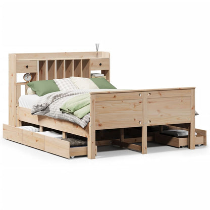 Bed met boekenkast zonder matras massief grenenhout 150x200 cm