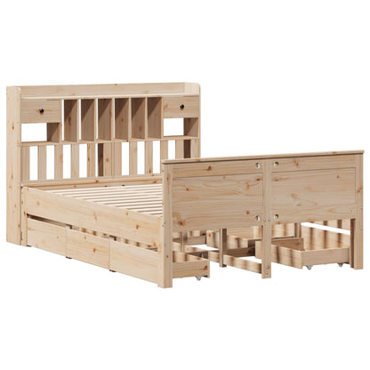 Bed met boekenkast zonder matras massief grenenhout 150x200 cm
