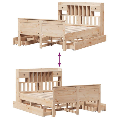 Bed met boekenkast zonder matras massief grenenhout 150x200 cm