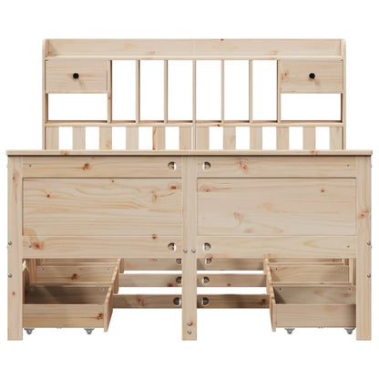 Bed met boekenkast zonder matras massief grenenhout 150x200 cm
