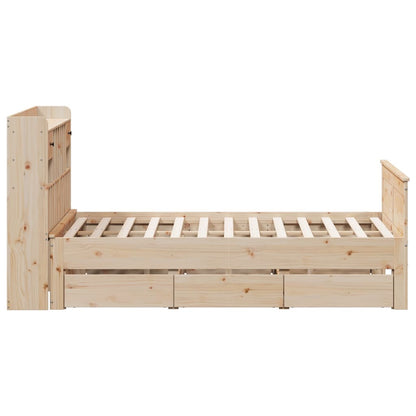 Bed met boekenkast zonder matras massief grenenhout 150x200 cm