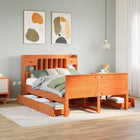 Bed met boekenkast zonder matras grenenhout wasbruin 150x200 cm