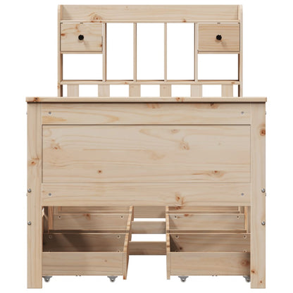 Bed met boekenkast zonder matras massief grenenhout 100x200 cm