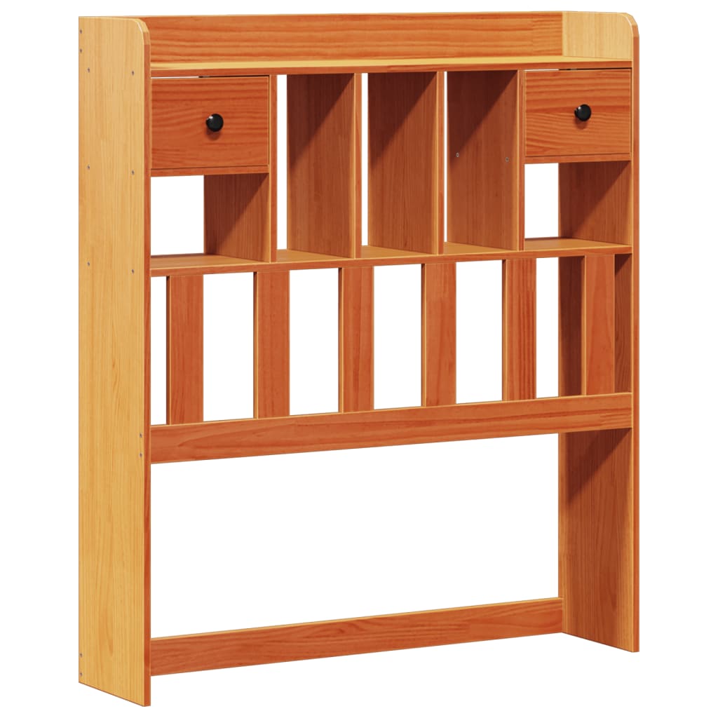 Bed met boekenkast zonder matras grenenhout wasbruin 100x200 cm