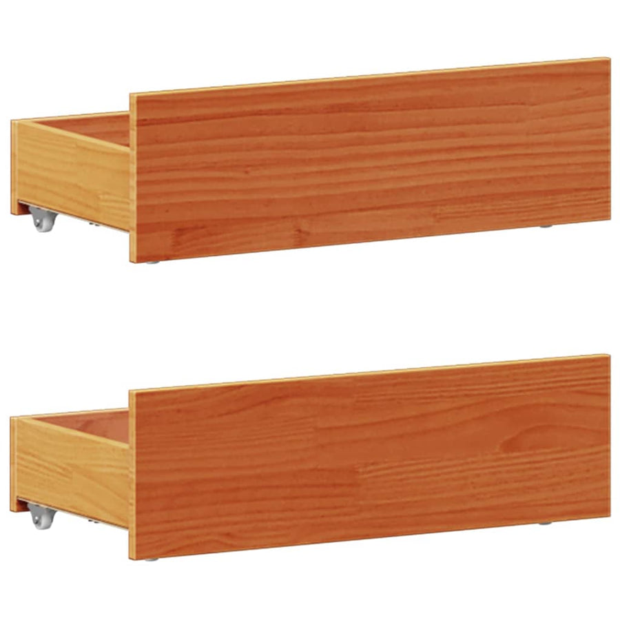 Bed met boekenkast zonder matras grenenhout wasbruin 100x200 cm