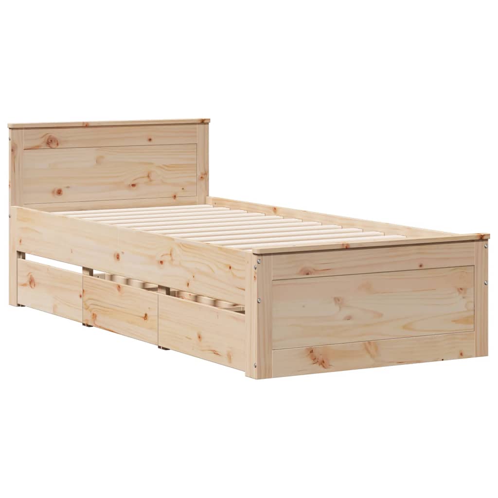Bed met boekenkast zonder matras massief grenenhout 90x200 cm