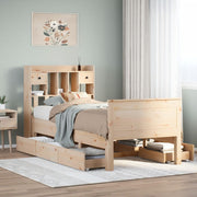 Bed met boekenkast massief grenenhout 90x200 cm