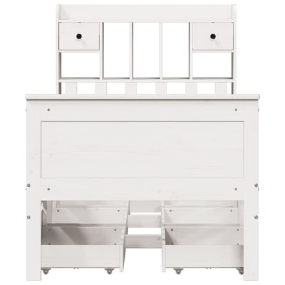 Bed met boekenkast zonder matras grenenhout wit 90x200 cm