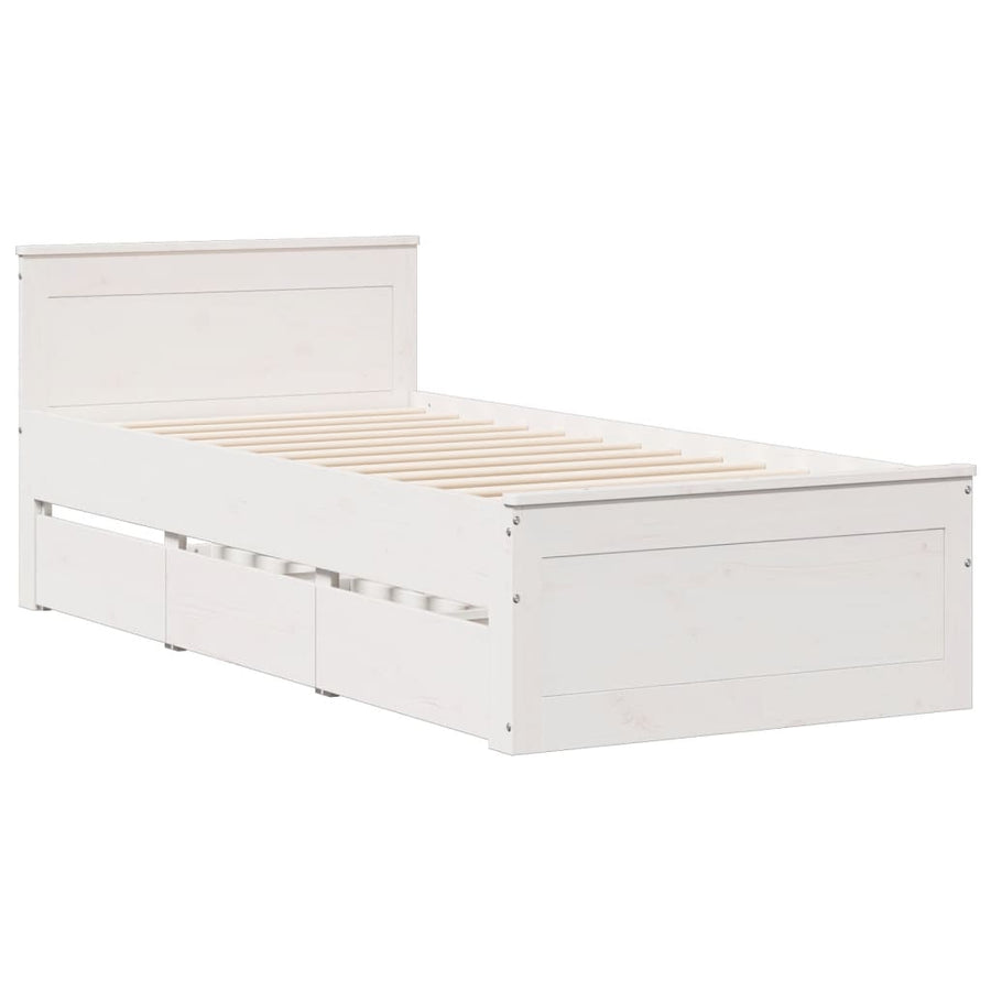 Bed met boekenkast zonder matras grenenhout wit 90x200 cm
