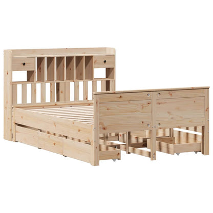 Bed met boekenkast zonder matras massief grenenhout 140x190 cm