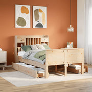 Bed met boekenkast massief grenenhout 135x190 cm