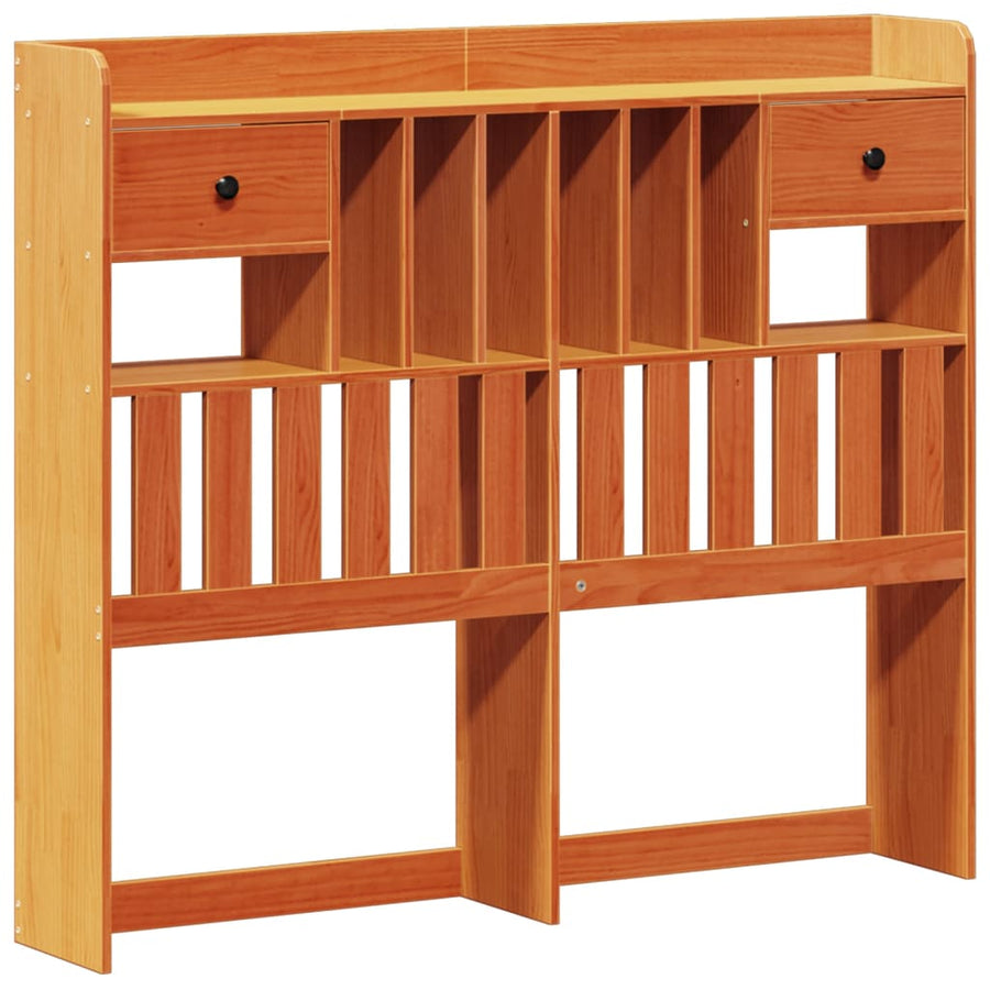 Bed met boekenkast zonder matras grenenhout wasbruin 135x190 cm