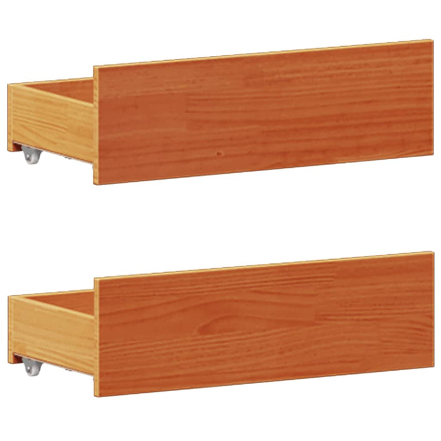 Bed met boekenkast zonder matras grenenhout wasbruin 135x190 cm