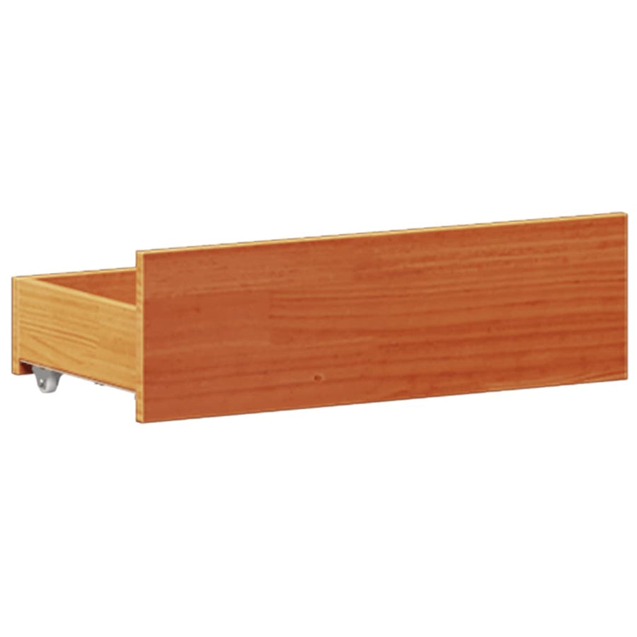 Bed met boekenkast zonder matras grenenhout wasbruin 135x190 cm