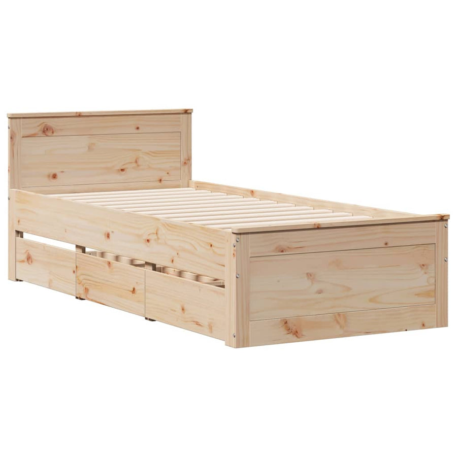 Bed met boekenkast zonder matras massief grenenhout 90x190 cm