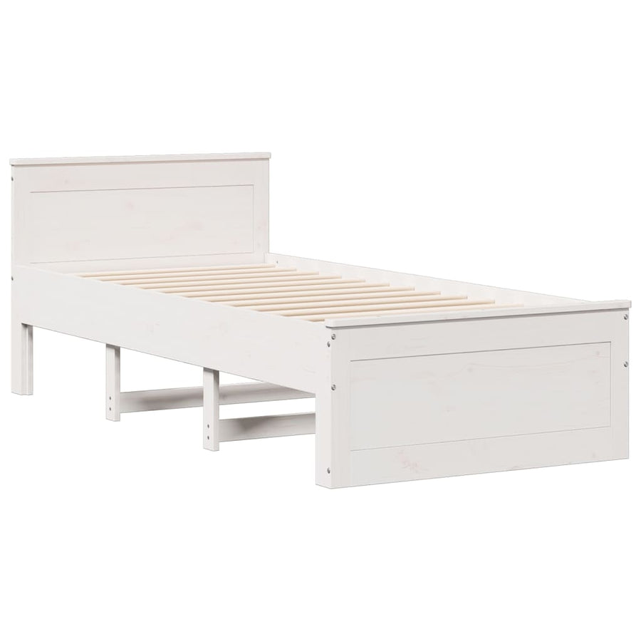 Bed met boekenkast zonder matras grenenhout wit 90x190 cm