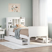 Bed met boekenkast grenenhout wit 90x190 cm