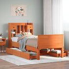 Bed met boekenkast zonder matras grenenhout wasbruin 90x190 cm