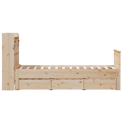 Bed met boekenkast zonder matras massief grenenhout 75x190 cm