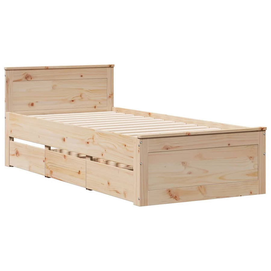 Bed met boekenkast zonder matras massief grenenhout 75x190 cm