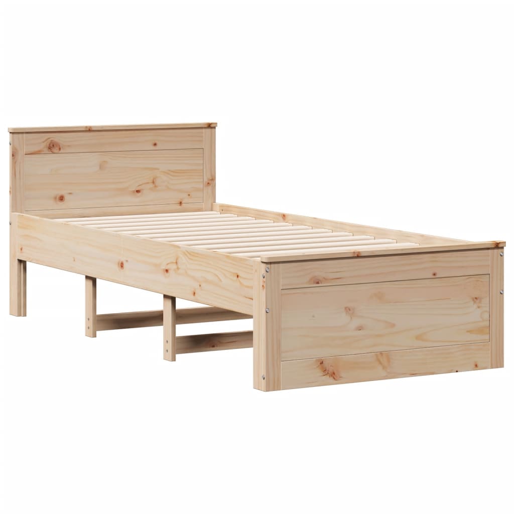 Bed met boekenkast zonder matras massief grenenhout 75x190 cm