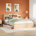 Bed met boekenkast zonder matras massief grenenhout 200x200 cm